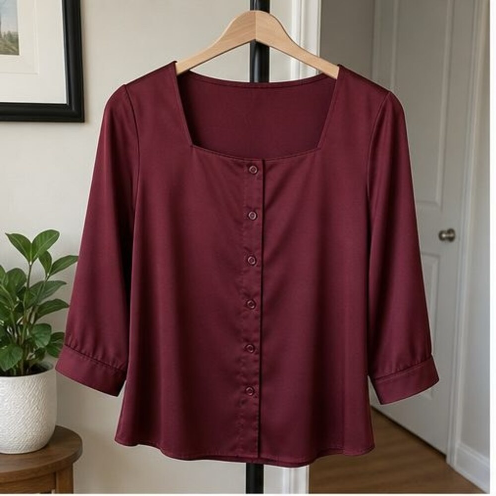 Burgundy Ruffle Blouse